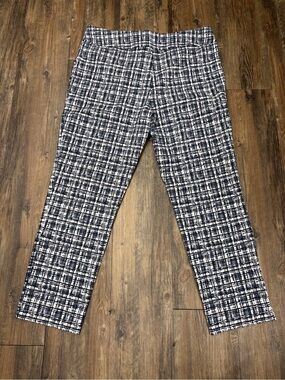 Joseph Ribkoff Black White Abstract Plaid Pull On Crop Pants Women 16